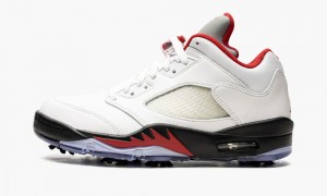 Nike Air Jordan 5 Low Golf 'Fire Red - Silver Tongue' Schoenen Heren Wit Rood Zwart Nederland | 643857-BOV