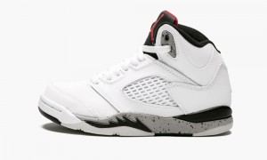 Nike Air Jordan 5 Retro BP 'White Cement' Schoenen Kinderen Wit Rood Zwart Nederland | 184956-BWZ