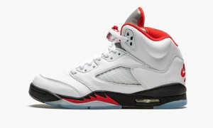 Nike Air Jordan 5 Retro GS 'Fire Red Silver Tongue' Schoenen Kinderen Rood Wit Nederland | 945327-VWX