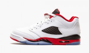 Nike Air Jordan 5 Retro Low GS Schoenen Kinderen Wit Rood Zwart Nederland | 318695-LTU
