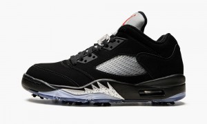 Nike Air Jordan 5 Retro Low Golf 'Black Metallic' Schoenen Heren Zwart Metal Zilver Rood Nederland | 903486-HVX