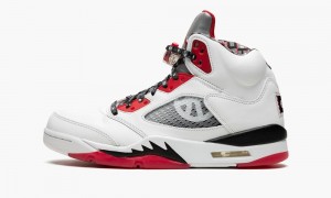 Nike Air Jordan 5 Retro Q54 'Quai 54 -2021' Schoenen Heren Wit Zwart Rood Nederland | 095237-KOA