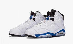 Nike Air Jordan 6 Retro BG 'Sport Blue' Schoenen Kinderen Wit Blauw Zwart Nederland | 109482-AGV