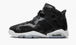Nike Air Jordan 6 Retro PREM HC GG 'Heiress - Black Suede' Schoenen Kinderen Zwart Wit Rood Nederland | 139468-JBC