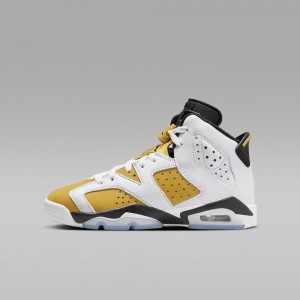 Nike Air Jordan 6 Retro "Yellow Ochre" Schoenen Kinderen Wit Zwart Geel Nederland | 573462-QXB