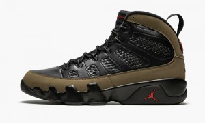 Nike Air Jordan 9 Retro 'Olive' Schoenen Heren Zwart Rood Lichtolijfgroen Nederland | 237948-GZH