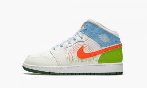 Nike Air Jordan MID SE (GS) Schoenen Kinderen Wit Blauw Oranje Nederland | 671083-ANT