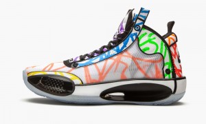 Nike Air Jordan XXXIV 'Zion Williamson-Coloring Book' Schoenen Heren Wit Zwart Gekleurd Nederland | 915307-KFD
