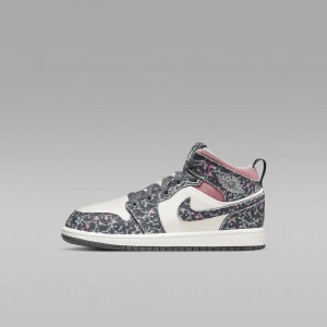Nike Jordan 1 Mid SE Schoenen Kinderen Bloemen Wit Roze Nederland | 958217-GFC