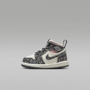 Nike Jordan 1 Mid SE Schoenen Kinderen Bloemen Wit Roze Nederland | 385024-XJH