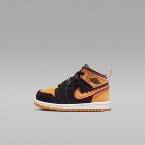 Nike Jordan 1 Mid SE Schoenen Kinderen Zwart Geel Nederland | 638074-KIQ