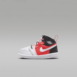 Nike Jordan 1 Mid SE Schoenen Kinderen Zwart Wit Rood Nederland | 739245-DRJ