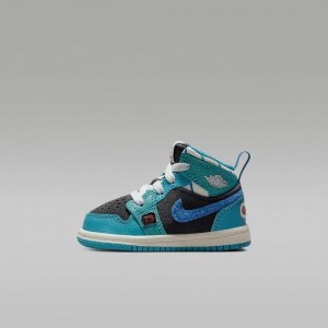 Nike Jordan 1 Mid SS Schoenen Kinderen Donkergrijs Turquoise Blauw Nederland | 520431-IME