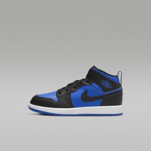 Nike Jordan 1 Mid Schoenen Kinderen Blauw Zwart Nederland | 471923-FVB