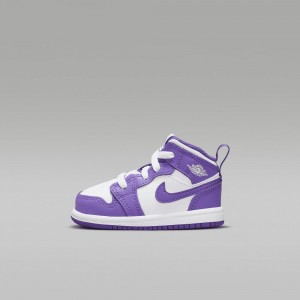 Nike Jordan 1 Mid Schoenen Kinderen Paars Wit Nederland | 138054-KFD