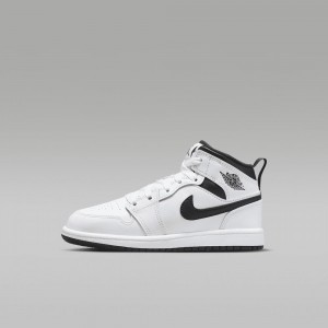 Nike Jordan 1 Mid Schoenen Kinderen Wit Zwart Nederland | 439180-PFC