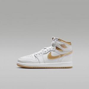 Nike Jordan 1 Retro High OG "White and Gold" Schoenen Kinderen Wit Lichtbruin Metal Goud Nederland | 972501-ONP
