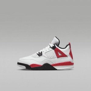 Nike Jordan 4 Retro Schoenen Kinderen Wit Zwart Grijs Rood Nederland | 416385-RPA