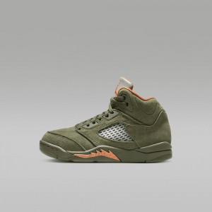 Nike Jordan 5 Retro Schoenen Kinderen Olijfgroen Oranje Nederland | 015632-NAG