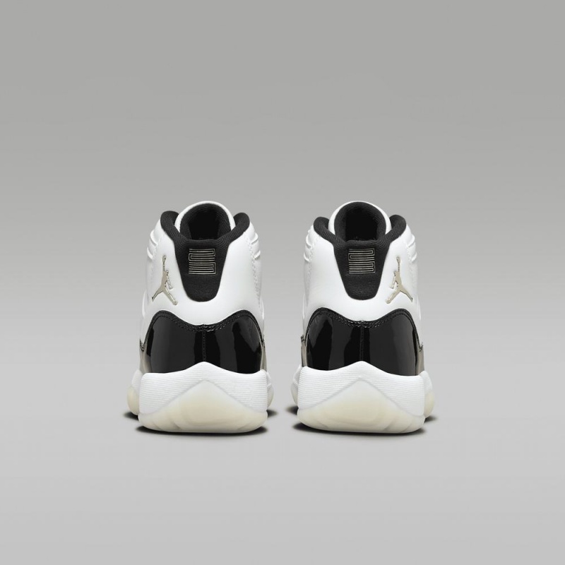 Nike Air Jordan 11 Retro Schoenen Kinderen Wit Zwart Metal Goud Nederland | 074351-DLP