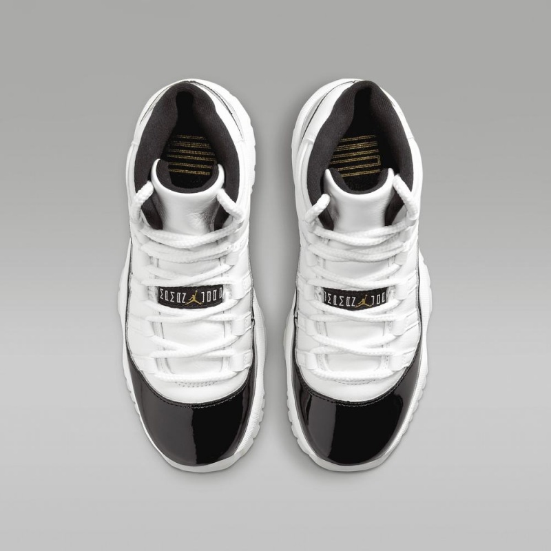 Nike Air Jordan 11 Retro Schoenen Kinderen Wit Zwart Metal Goud Nederland | 074351-DLP