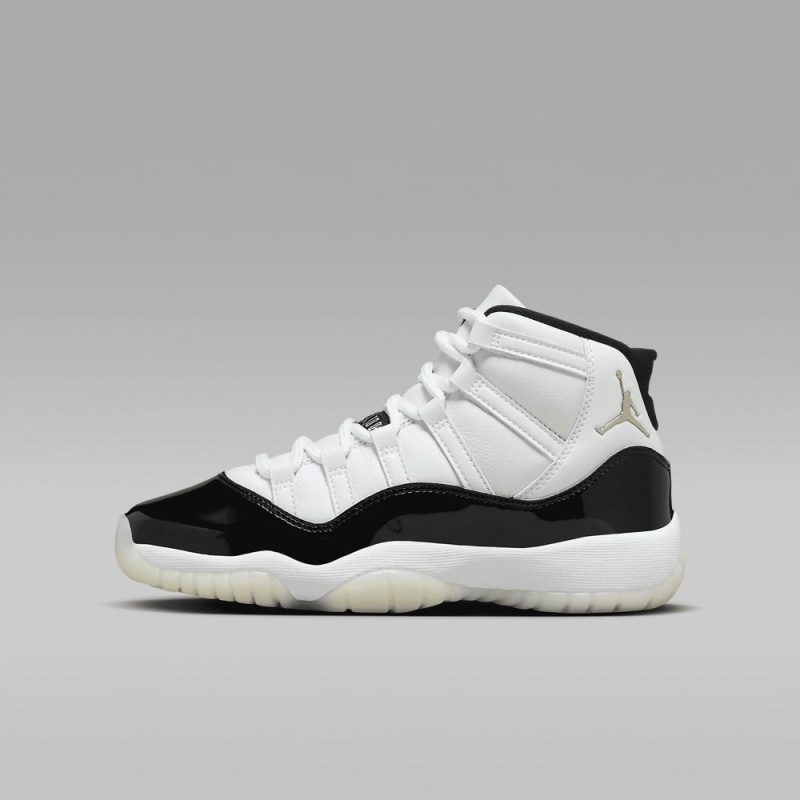 Nike Air Jordan 11 Retro Schoenen Kinderen Wit Zwart Metal Goud Nederland | 074351-DLP