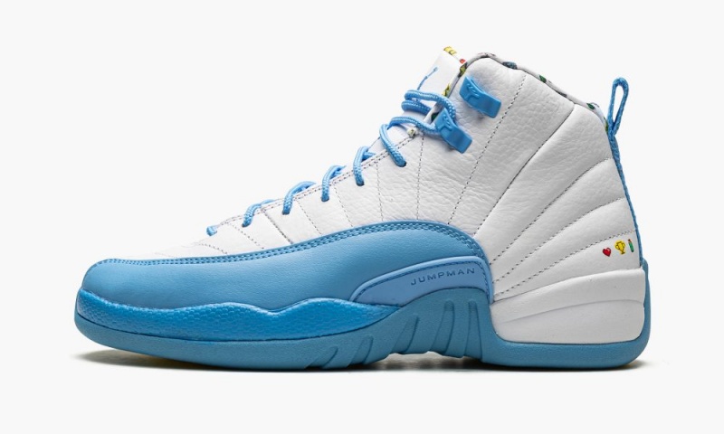 Nike Air Jordan 12 GS \'Emoji\' Schoenen Kinderen Wit Blauw Citroen Nederland | 807512-JPM