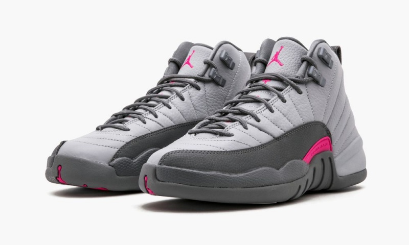 Nike Air Jordan 12 Retro GG 'Wolf Grey / Vivid Pink' Schoenen Kinderen Grijs Roze Grijs Nederland | 520793-QTD