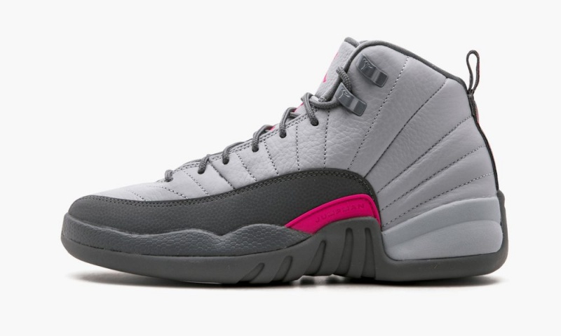 Nike Air Jordan 12 Retro GG \'Wolf Grey / Vivid Pink\' Schoenen Kinderen Grijs Roze Grijs Nederland | 520793-QTD