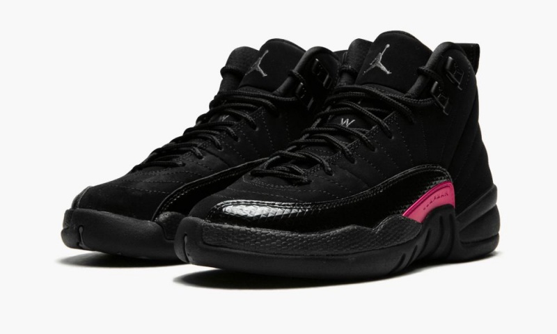 Nike Air Jordan 12 Retro GS Schoenen Kinderen Zwart Donkergrijs Roze Nederland | 682571-BHO