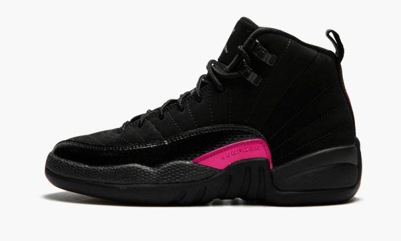 Nike Air Jordan 12 Retro GS Schoenen Kinderen Zwart Donkergrijs Roze Nederland | 682571-BHO