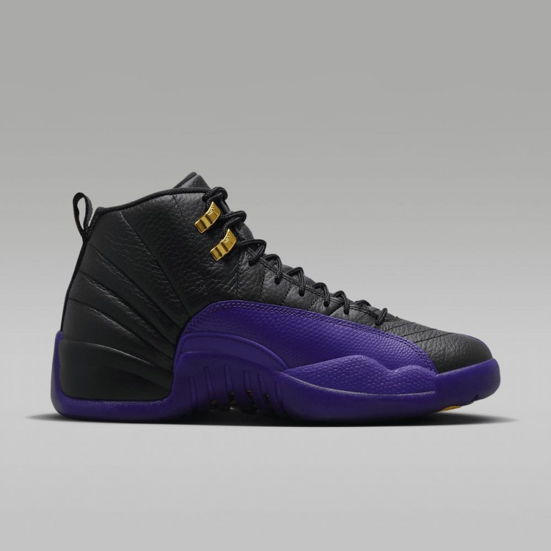 Nike Air Jordan 12 Retro Schoenen Heren Zwart Metal Goud Paars Nederland | 932416-ZRS