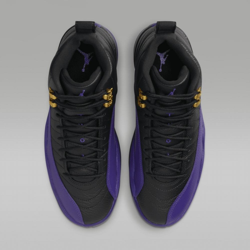 Nike Air Jordan 12 Retro Schoenen Heren Zwart Metal Goud Paars Nederland | 932416-ZRS