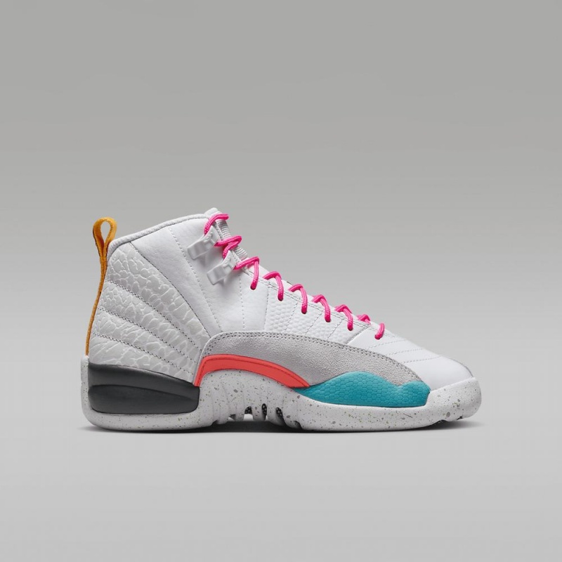 Nike Air Jordan 12 Retro Schoenen Kinderen Wit Roze Nederland | 678213-ZEL