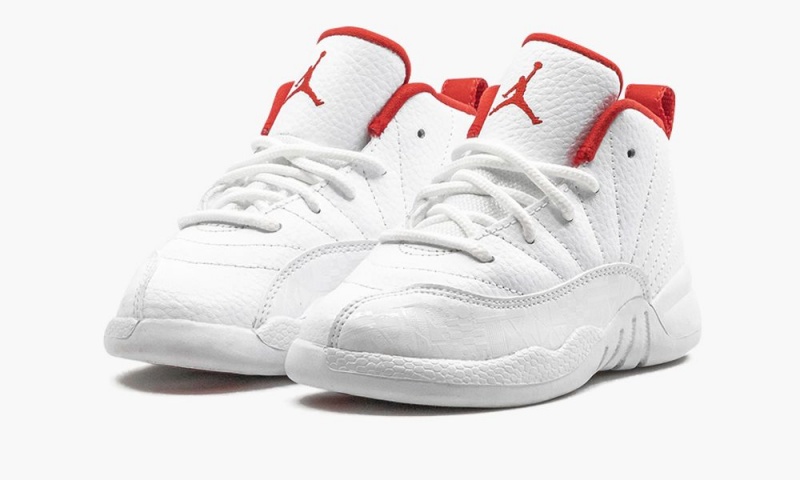 Nike Air Jordan 12 TD 'FIBA' Schoenen Kinderen Wit Rood Metal Nederland | 416978-LYD