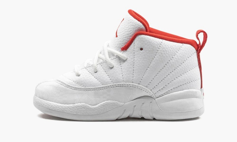 Nike Air Jordan 12 TD \'FIBA\' Schoenen Kinderen Wit Rood Metal Nederland | 416978-LYD