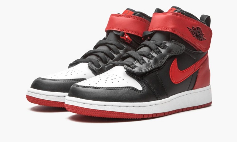 Nike Air Jordan 1 HI Flyease (GS) Schoenen Kinderen Zwart Rood Wit Nederland | 302971-BOR