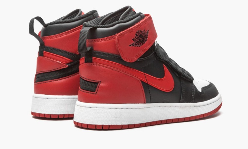 Nike Air Jordan 1 HI Flyease (GS) Schoenen Kinderen Zwart Rood Wit Nederland | 302971-BOR