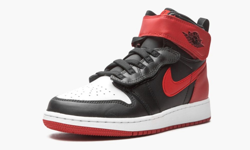 Nike Air Jordan 1 HI Flyease (GS) Schoenen Kinderen Zwart Rood Wit Nederland | 302971-BOR