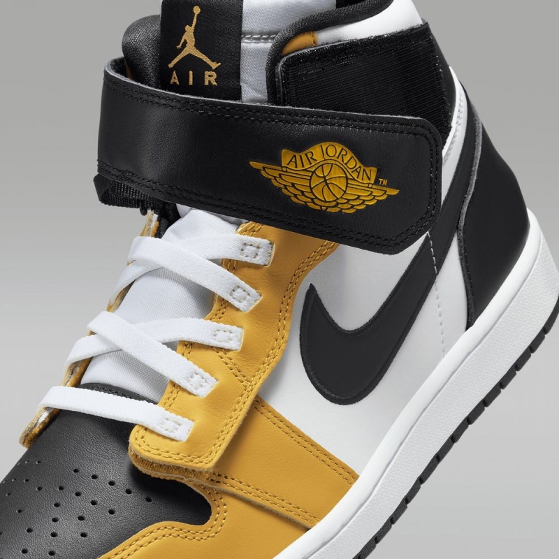 Nike Air Jordan 1 Hi FlyEase Schoenen Heren Wit Zwart Geel Nederland | 658293-VWI