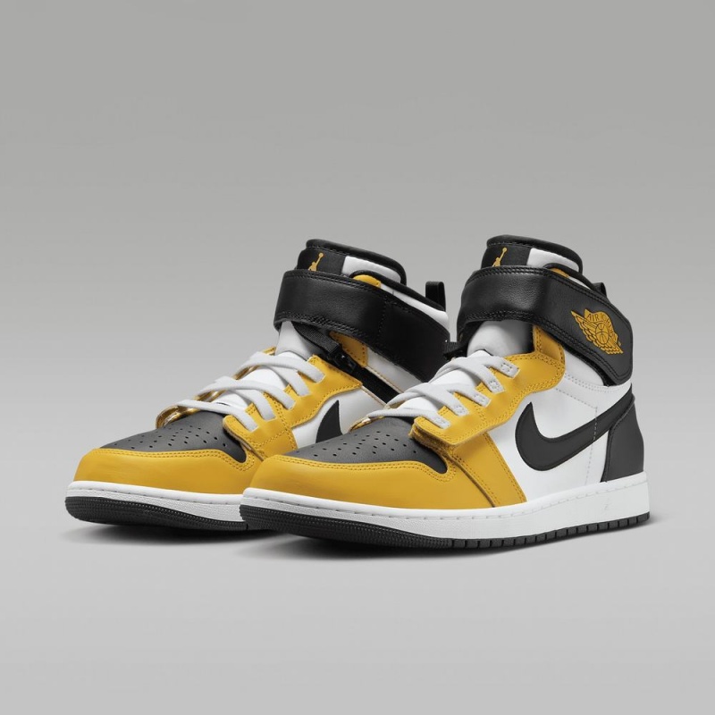 Nike Air Jordan 1 Hi FlyEase Schoenen Heren Wit Zwart Geel Nederland | 658293-VWI
