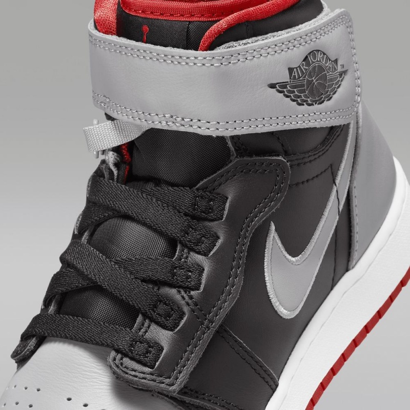 Nike Air Jordan 1 Hi FlyEase Schoenen Kinderen Zwart Grijs Rood Nederland | 294716-YDK