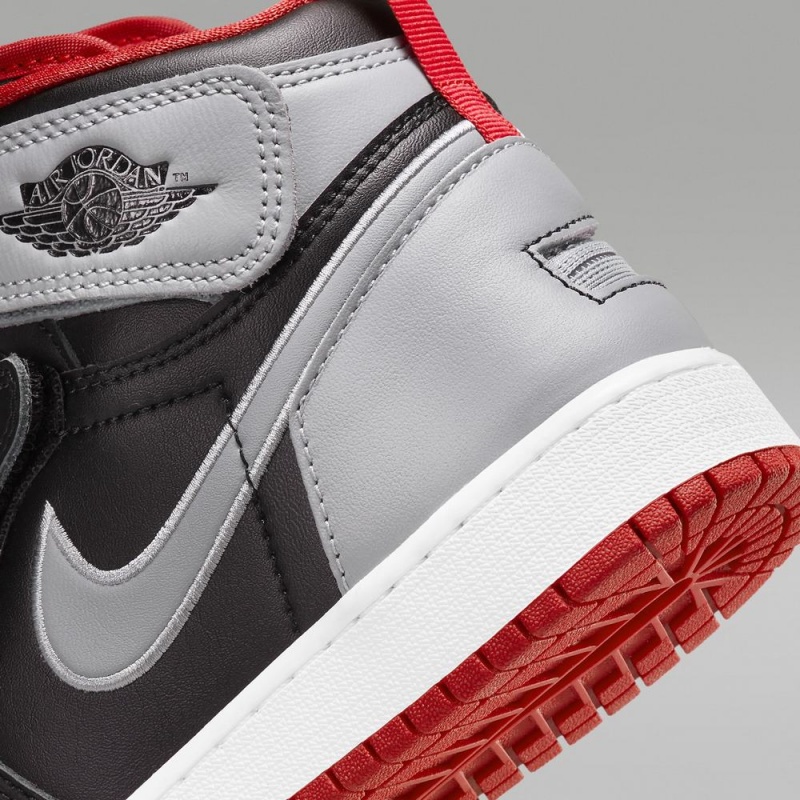 Nike Air Jordan 1 Hi FlyEase Schoenen Kinderen Zwart Grijs Rood Nederland | 294716-YDK