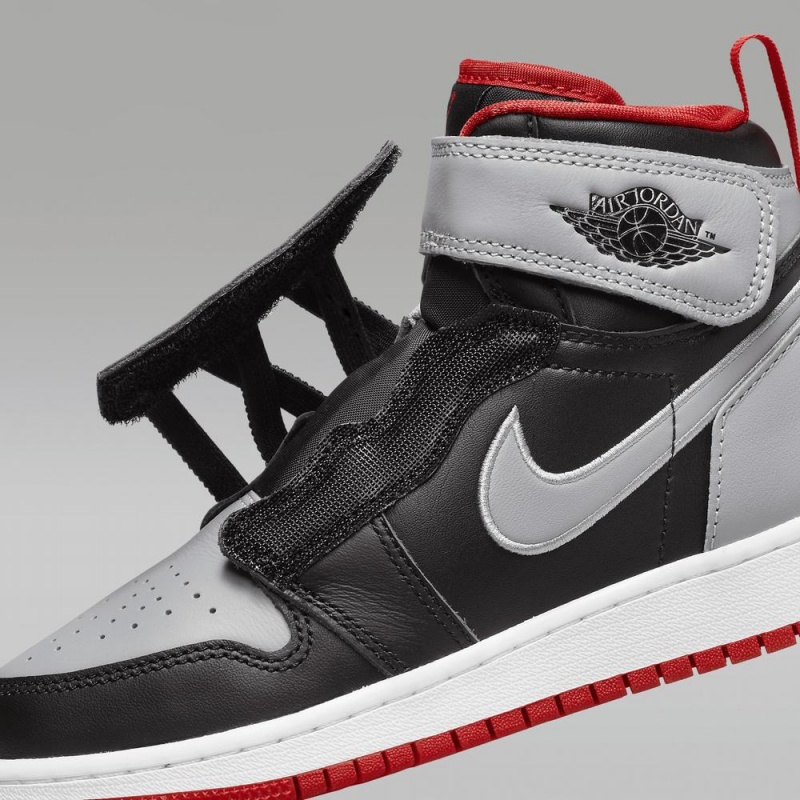 Nike Air Jordan 1 Hi FlyEase Schoenen Kinderen Zwart Grijs Rood Nederland | 294716-YDK