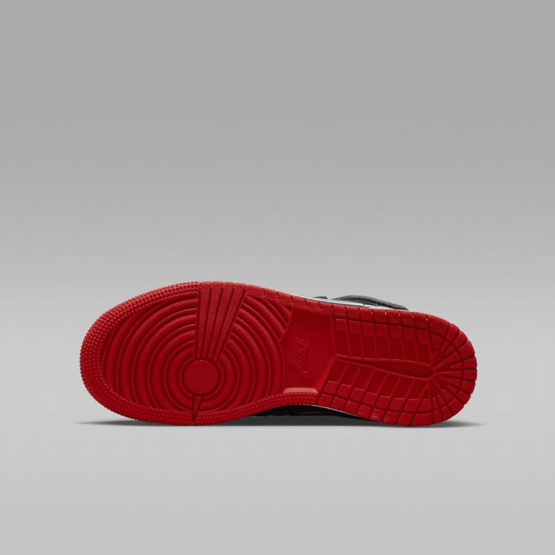 Nike Air Jordan 1 Hi FlyEase Schoenen Kinderen Zwart Grijs Rood Nederland | 294716-YDK