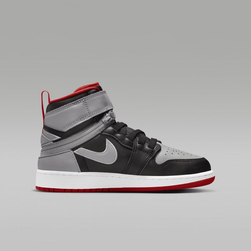 Nike Air Jordan 1 Hi FlyEase Schoenen Kinderen Zwart Grijs Rood Nederland | 294716-YDK