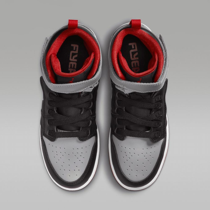 Nike Air Jordan 1 Hi FlyEase Schoenen Kinderen Zwart Grijs Rood Nederland | 294716-YDK
