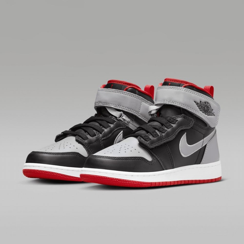 Nike Air Jordan 1 Hi FlyEase Schoenen Kinderen Zwart Grijs Rood Nederland | 294716-YDK