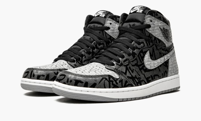 Nike Air Jordan 1 High OG 'Rebellionaire' Schoenen Heren Zwart Wit Grijs Nederland | 137590-AIN