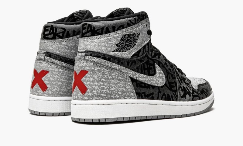 Nike Air Jordan 1 High OG 'Rebellionaire' Schoenen Heren Zwart Wit Grijs Nederland | 137590-AIN